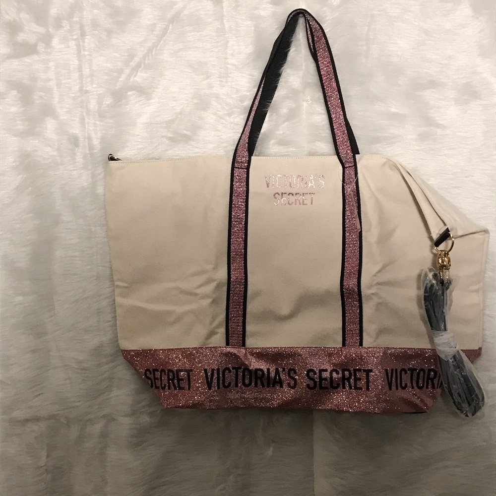 NWT Victoria Secret Large Weekend Canvas Tote
